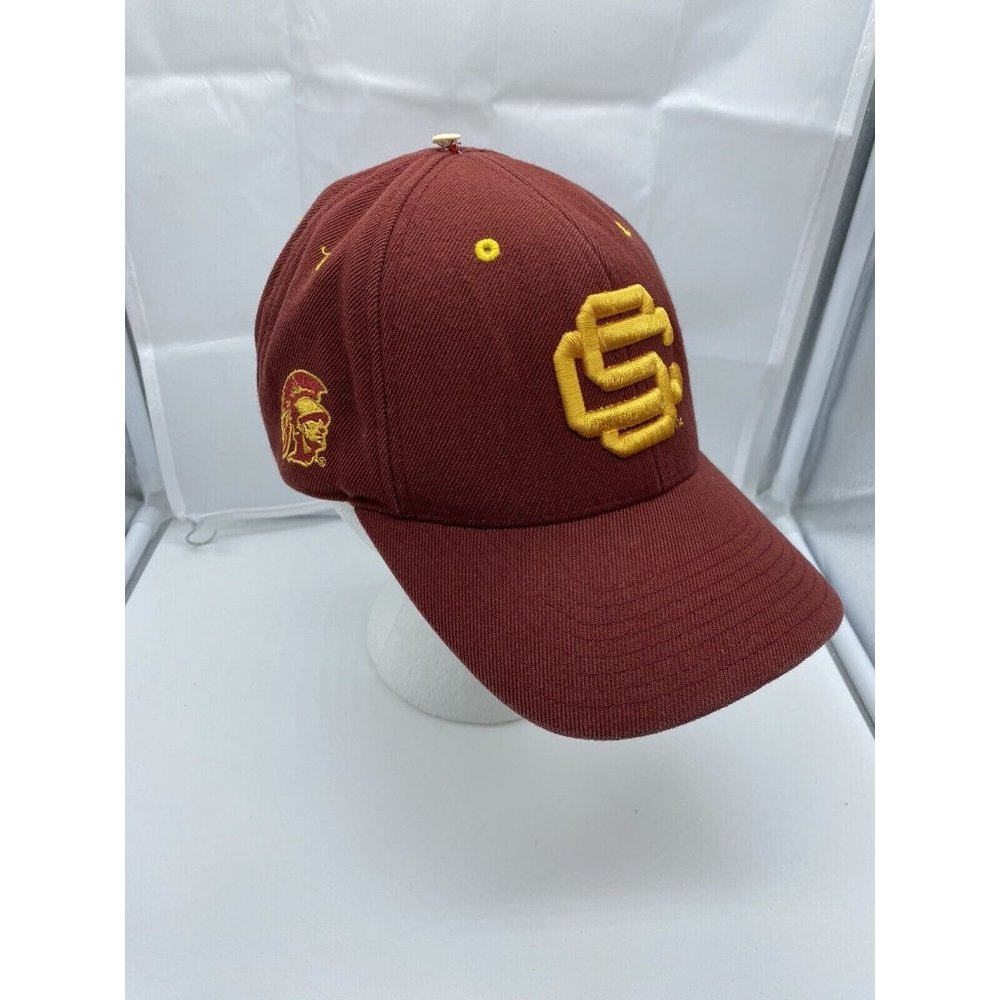 USC Trojans Burgundy Yellow Adjustable Baseball Cap Hat Hook & Loop NCAA Vintage - Picture 3 of 8